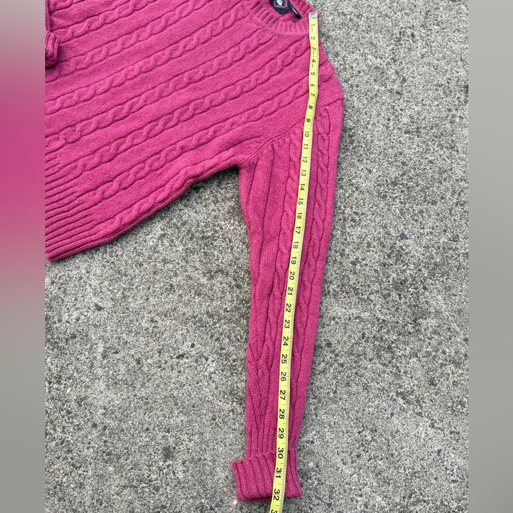Boston Clippers 100% Shetland Wool Cable Knit Sweater Women’s M Pink - Picture 6 of 7